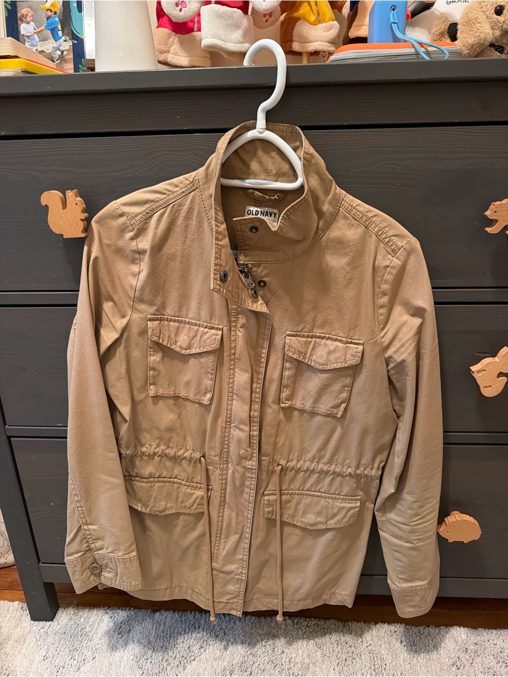 Old Navy Tan Utility Jacket with Drawstring Waist